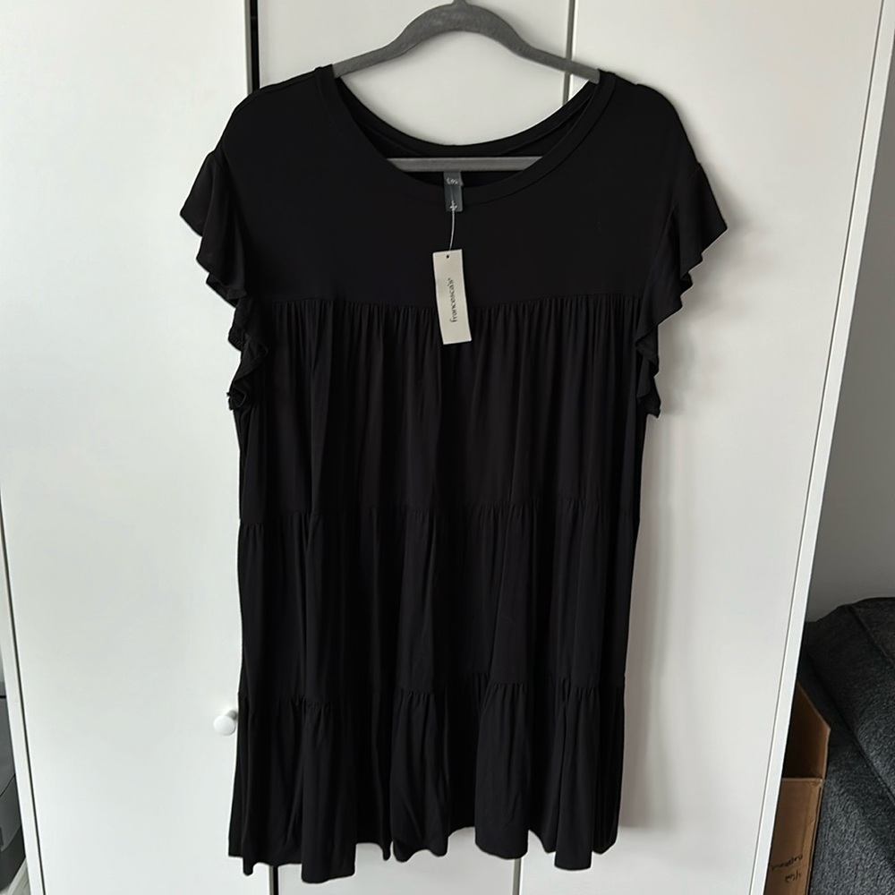 Francesca’s Alya Mini Babydoll Black Tiered Ruffle Dress